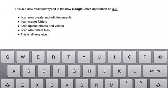 Edit and Create Documents with Google Drive Update for iOS