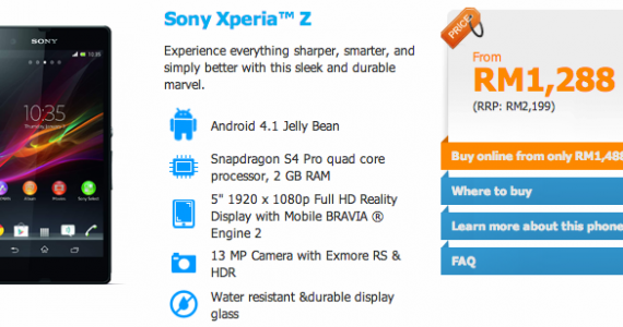 Celcom Now Offering Sony Xperia Z With mPro Plans from RM1,288