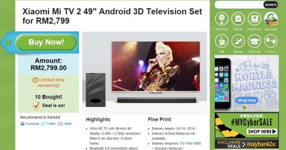 Good Deal: Groupon Offers the Xiaomi Mi TV 2 For RM2799