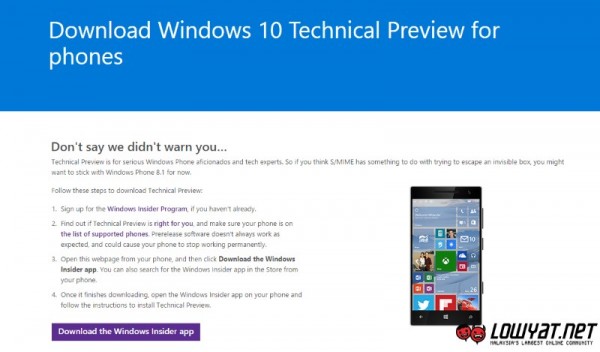 Windows 10 Technical Preview for Phones - Windows Insider Program