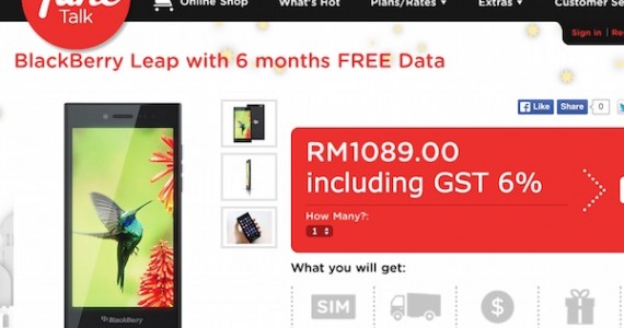 Tune Talk Now Offering BlackBerry Leap for RM1,089 – Comes with 6 Months Free Internet