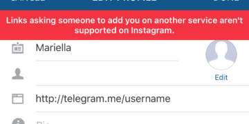 telegram blocked on instagram