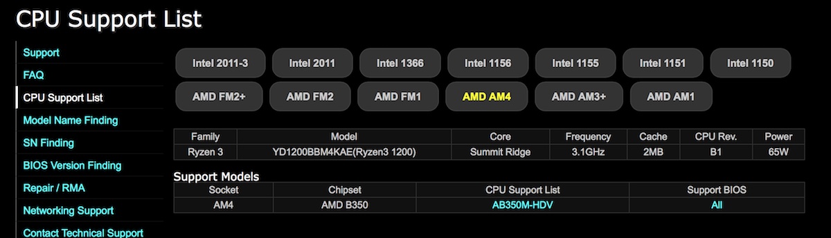 ASRock Ryzen 3 specs