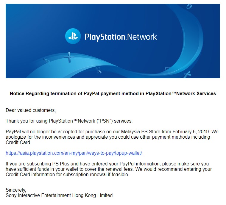 no paypal option on ps4