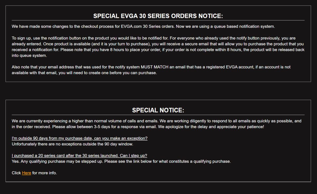EVGA special process ordering rtx 30 series card