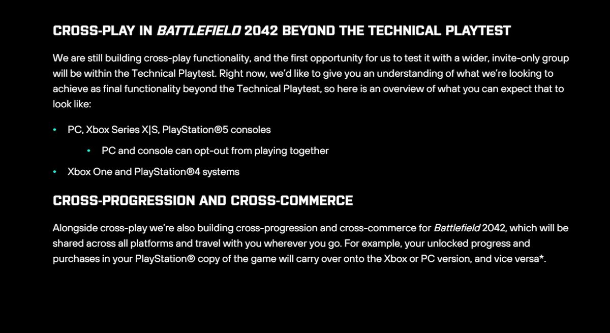 Battlefield 2042 will have crossplay and cross-progression, AI