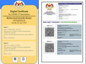 MYsejahtera covid-19 vaccine certificates