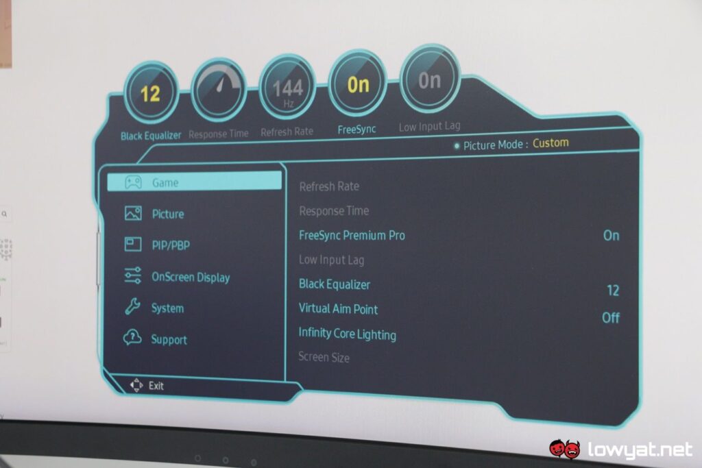 Samsung Odyssey Neo G9 menu