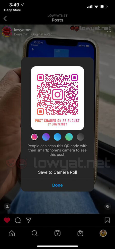 Instagram Individual Content Shared Through QR Codes