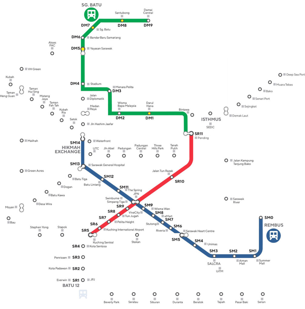 Sarawak Metro Kuching KUTS ART Autonomous Rail Transit system map