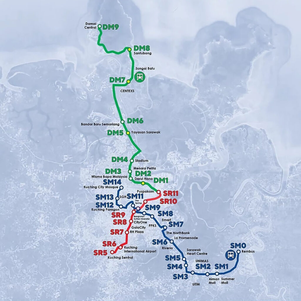 Sarawak Metro Kuching KUTS ART Autonomous Rail Transit system map