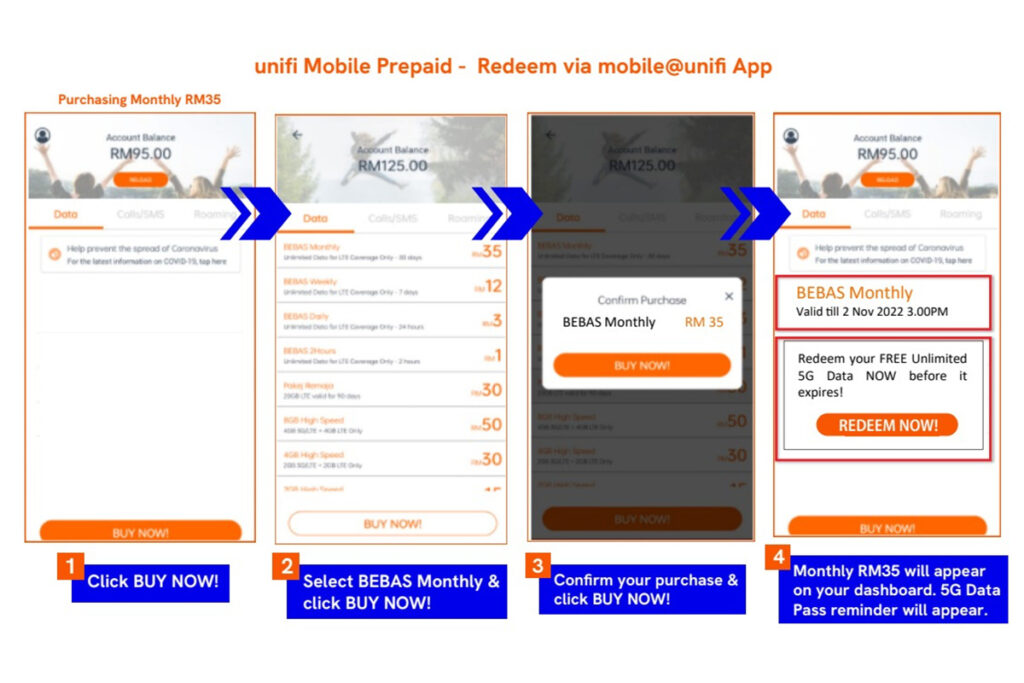 unifi mobile uni5G 5G unlimited prepaid postpaid pass