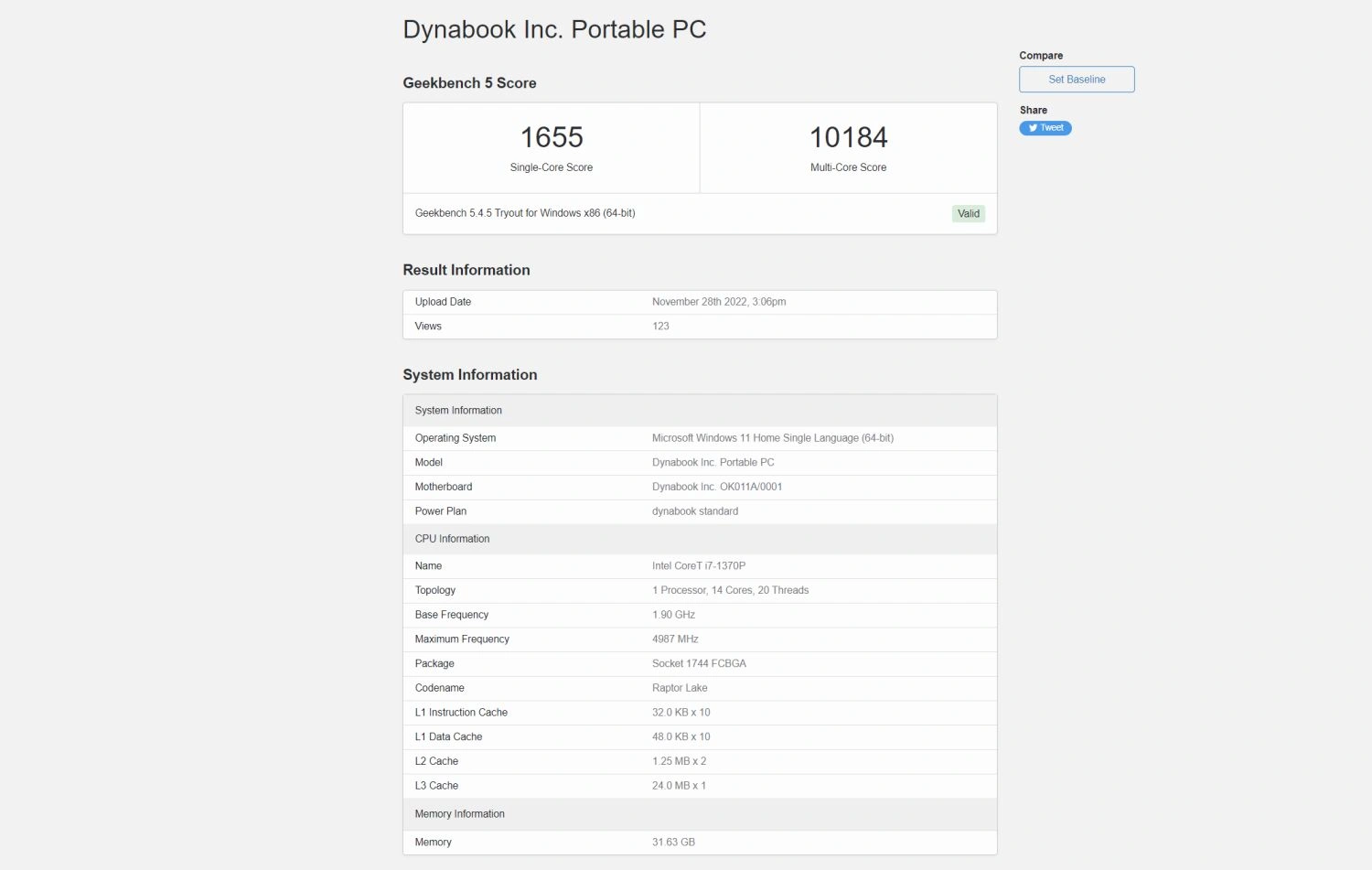 Alleged Intel Core I7 1370P With 5GHz Boost Clock Leaks - 20