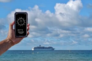Phone cruise ship stock photo