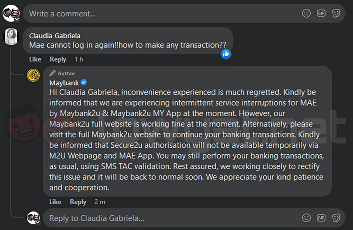 Maybank Confirms Experiencing Issues With MAE App And Secure2u Authorisation  UPDATED  - 53