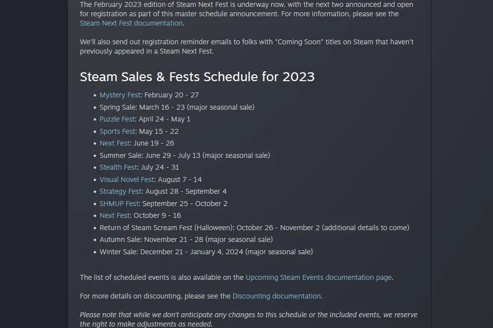 Steam Sale Fest Schedule 2023 .webp