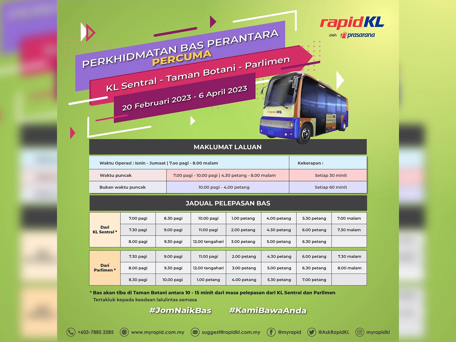 Rapid KL Introduces Free Shuttle Bus From KL Sentral To Parliament - 96