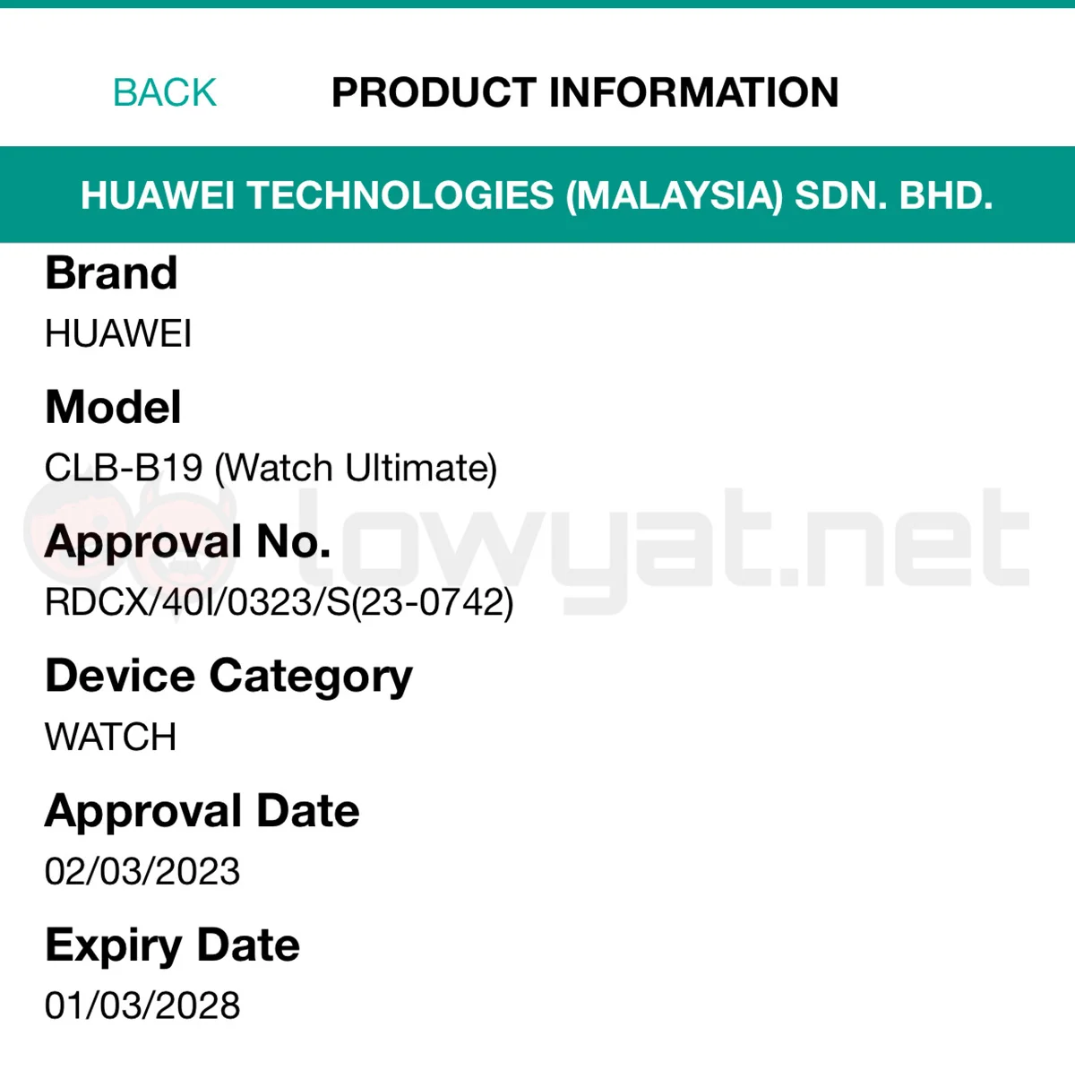 Newly Announced Huawei Watch Ultimate Spotted In SIRIM Database - 47