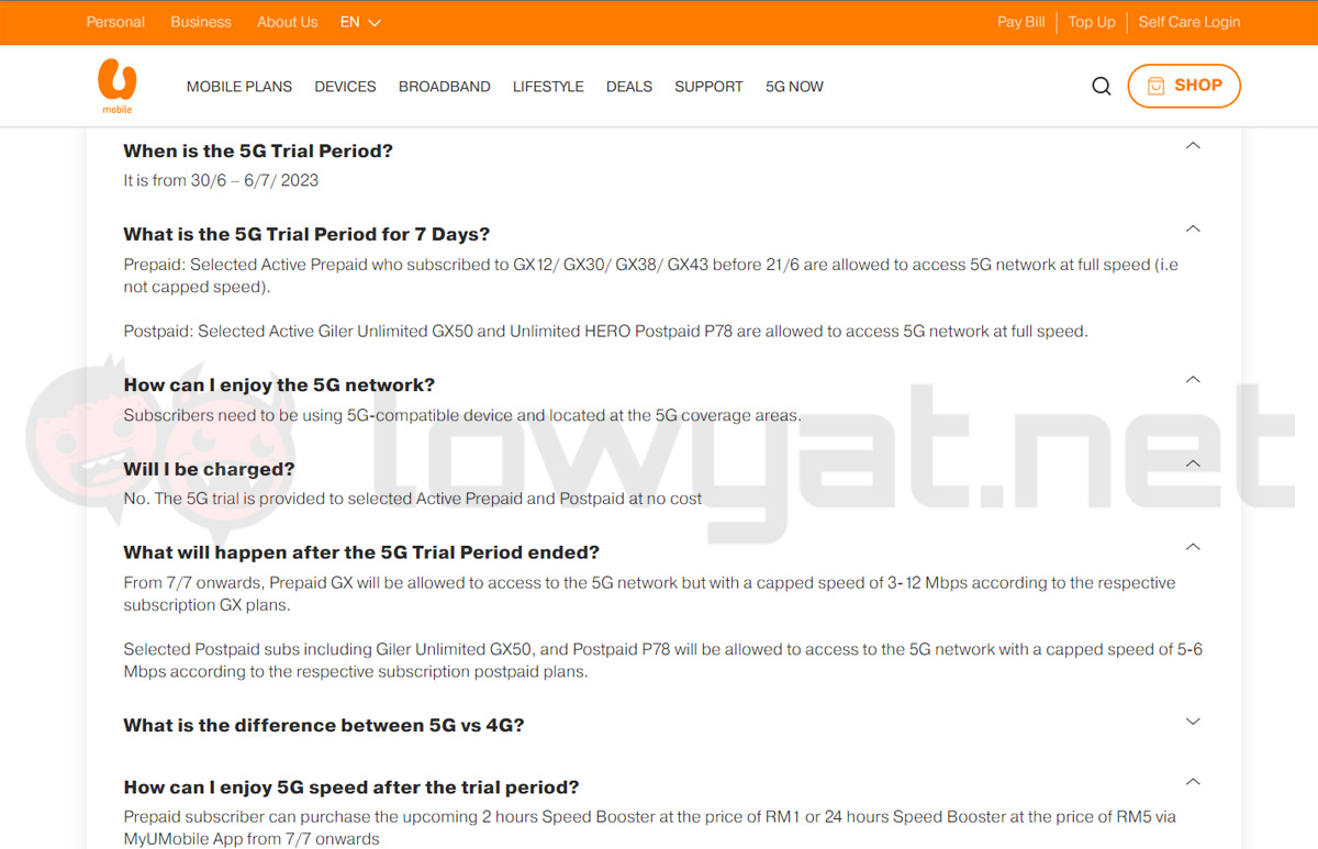 U Mobile 5G Trial prepaid postpaid rollout