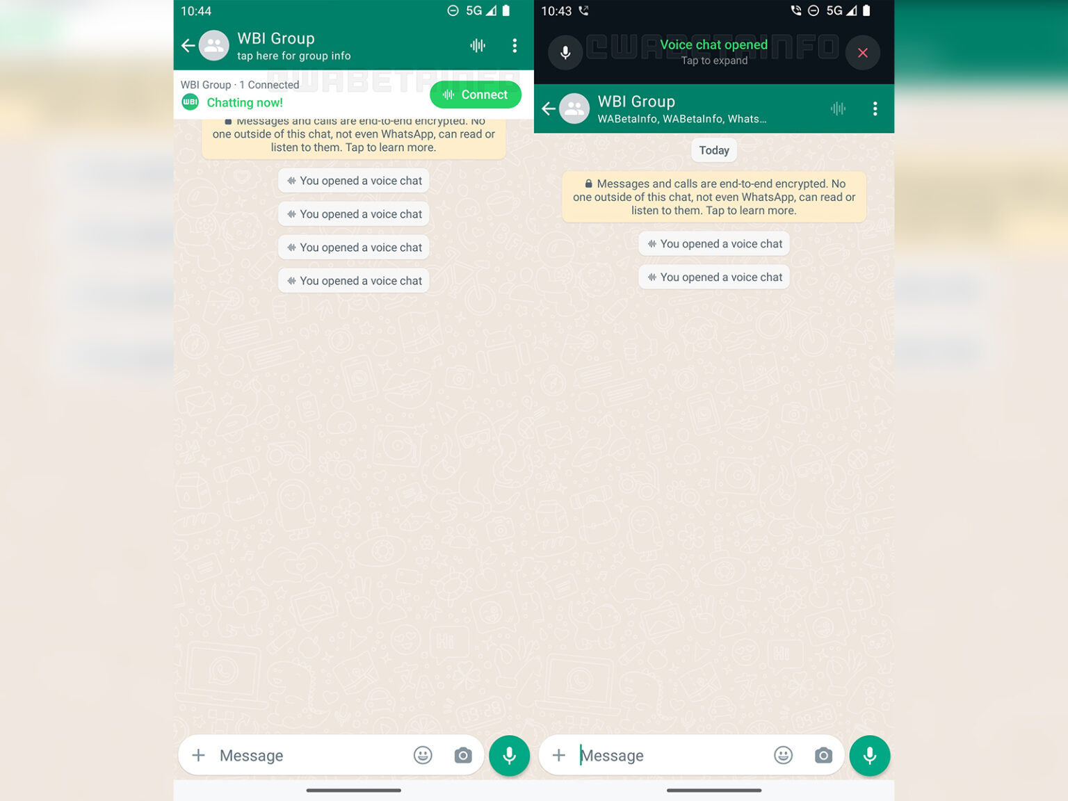 how to add voice chat option in whatsapp group