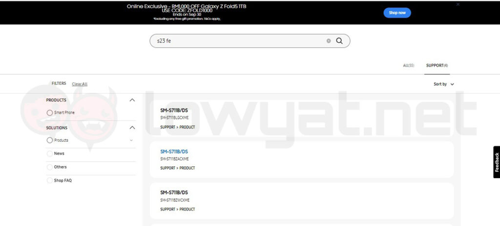 Samsung Galaxy S23 FE support pages malaysia
