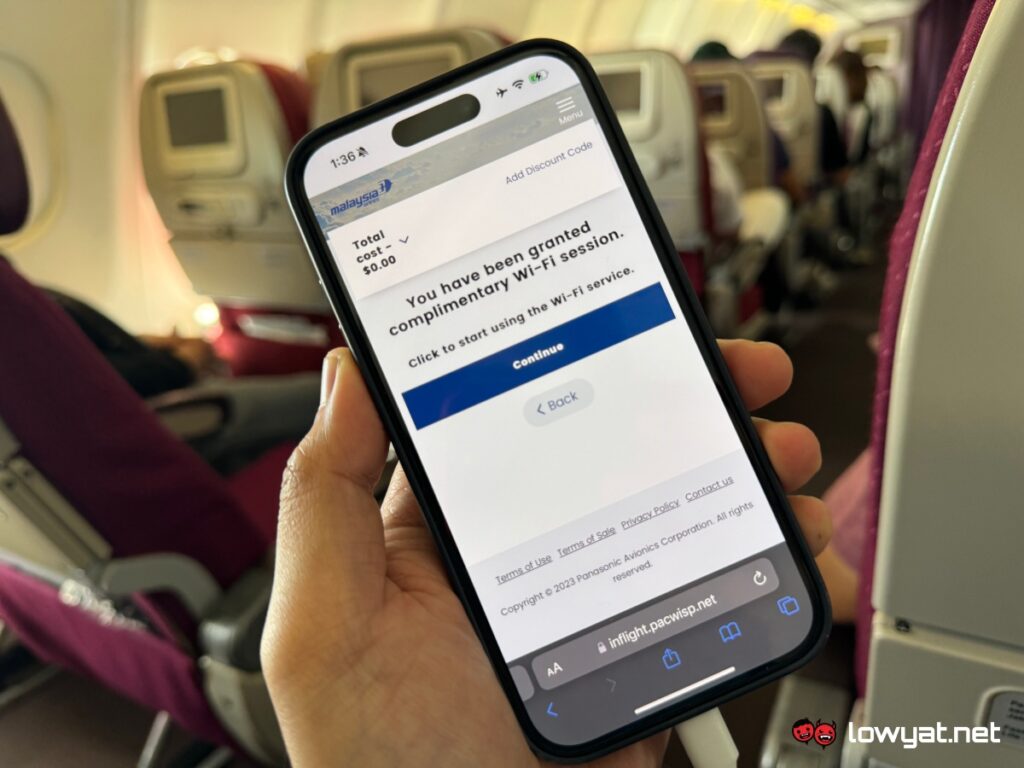 Malaysia Airlines in-flight WiFi hands on