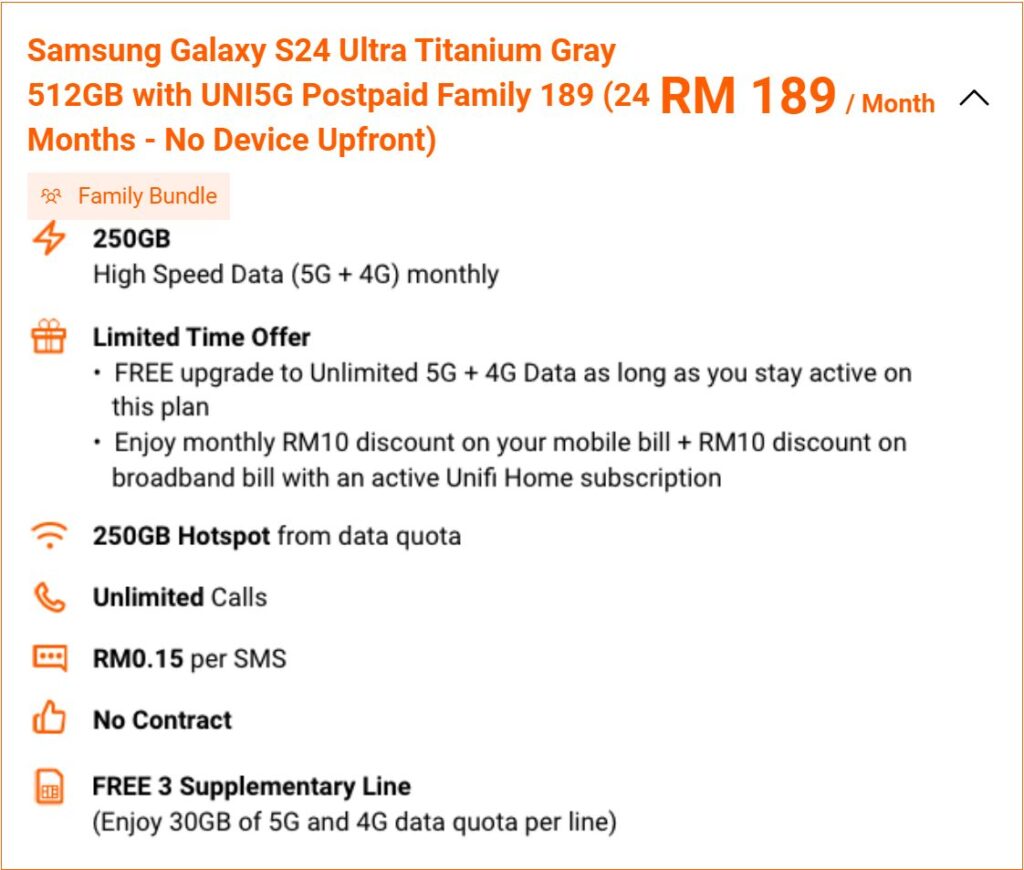 Unifi mobile Samsung Galaxy S24 Series bundles pricing 4