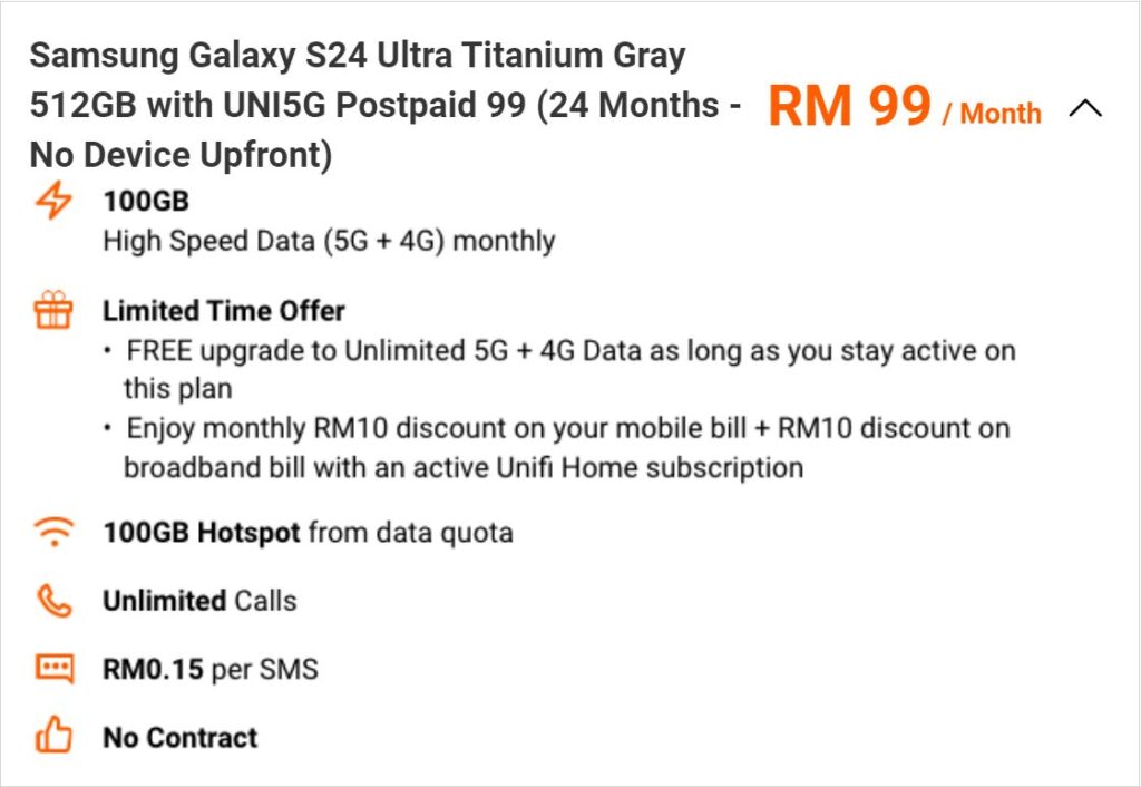 Unifi mobile Samsung Galaxy S24 Series bundles pricing 7