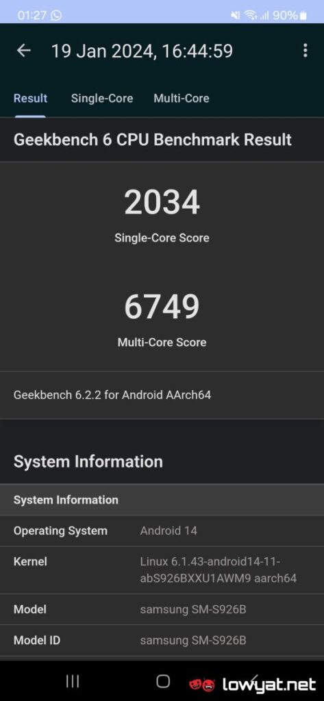 samsung galaxy s24 plus bench