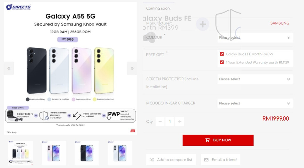 Samsung Galaxy A55 A35 pricing DirectD