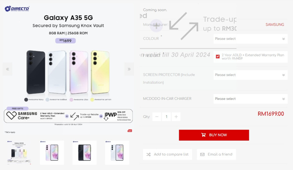 Samsung Galaxy A55 A35 pricing DirectD