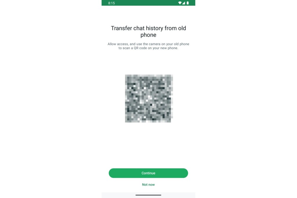 WhatsApp QR Code screen transfer chat history