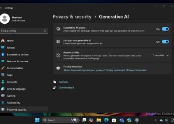 Windows 11 Insider Preview Build 26236 apps generative AI access permissions