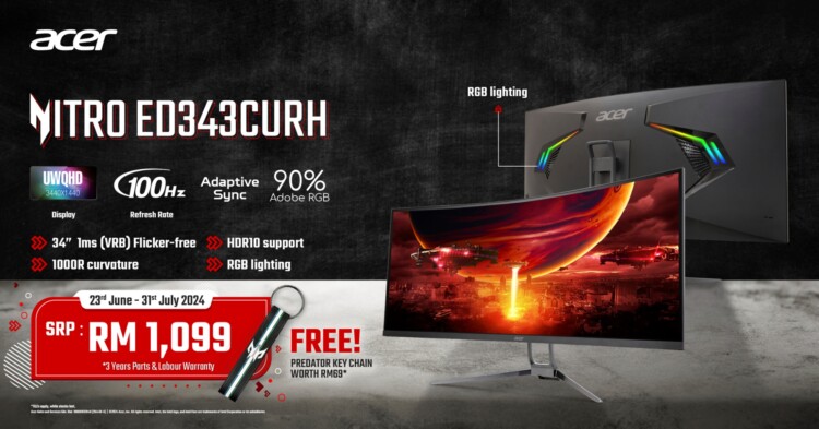 Acer Nitro ED343CUR H monitor launch malaysia