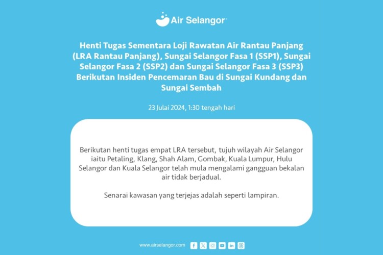 Air Selangor 23 july water disruption