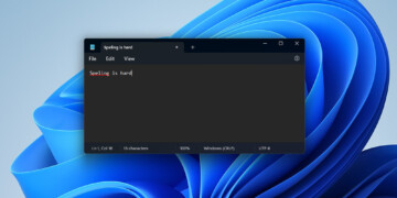 Notepad new spell check autocorrect features