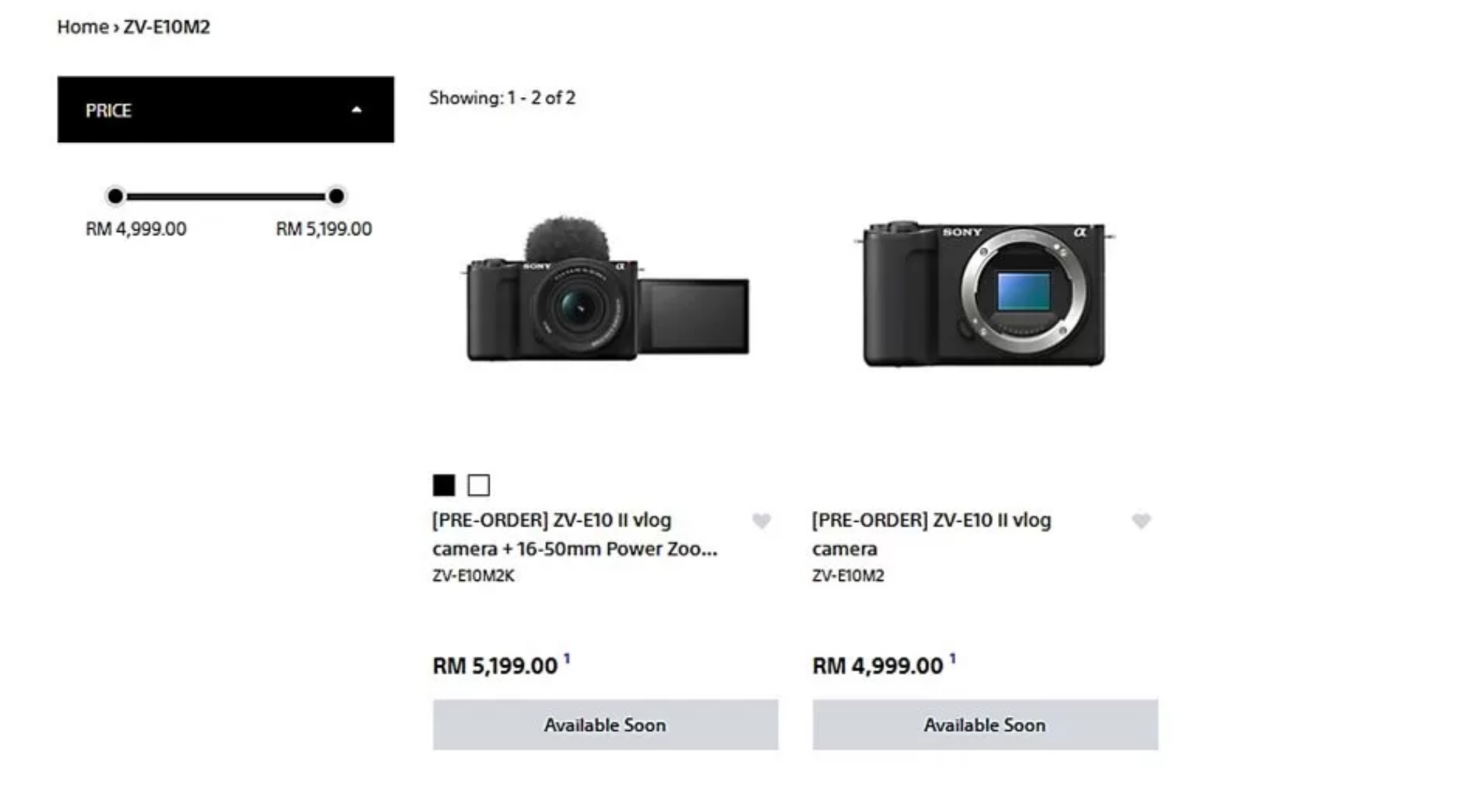 Sony ZV-E10 II pricing