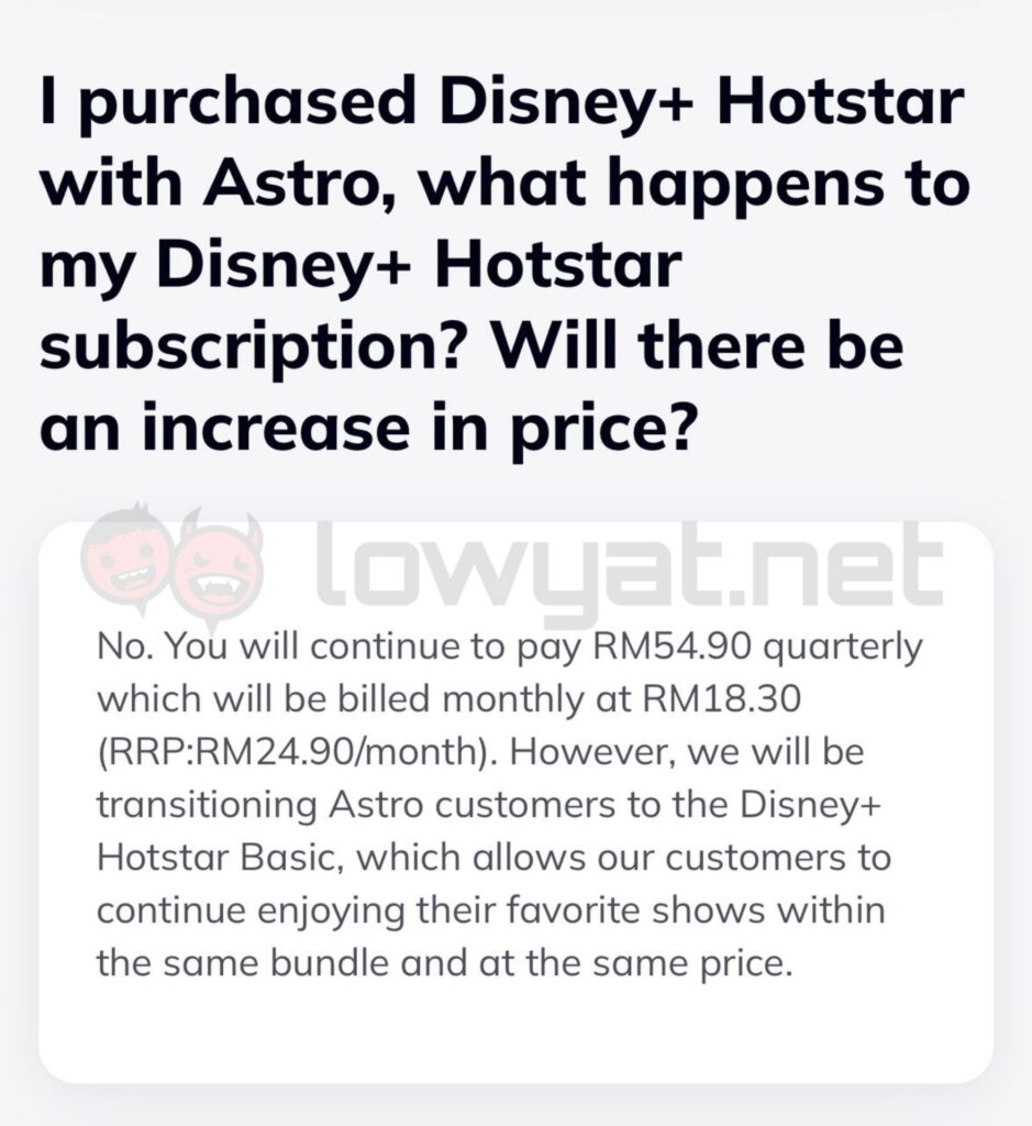 Astro changes Distney Plus Hotstar offering to basic tier