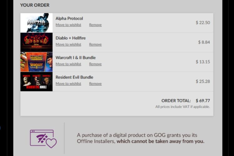 GOG purchase license