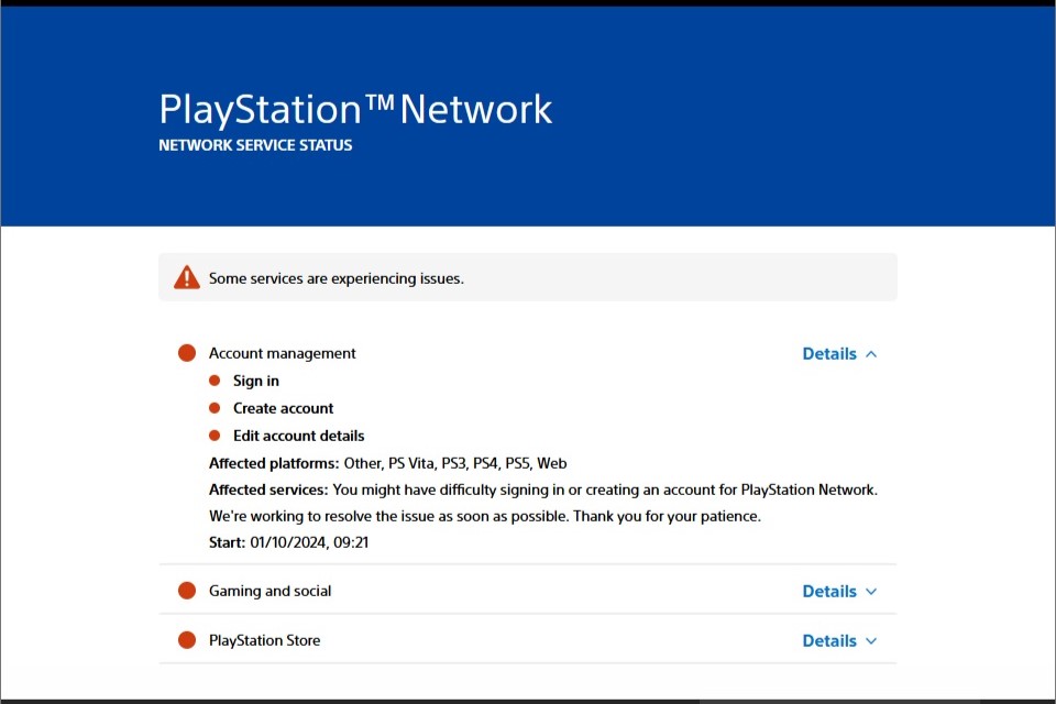 PlayStation Network down 2024