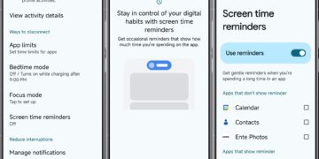 Android Digital Wellbeing Screen time reminders