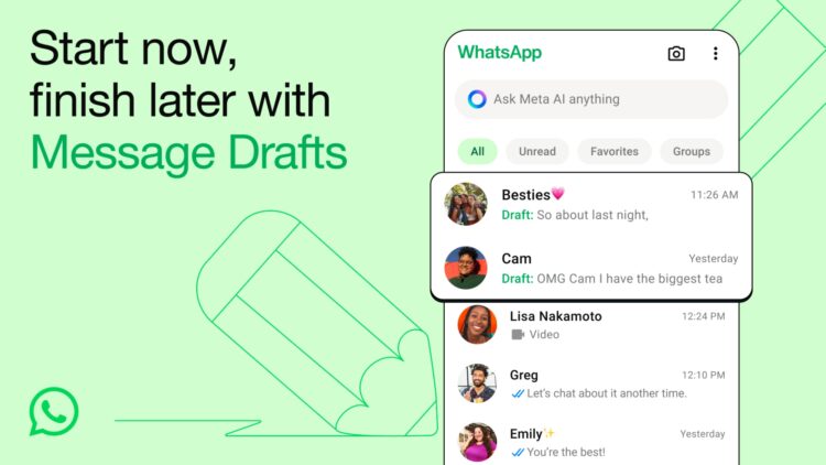 whatsapp adds Message Draft