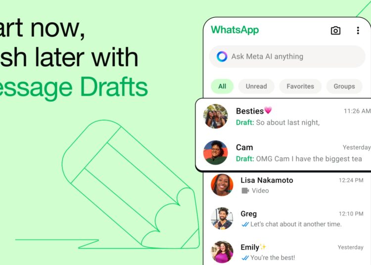 whatsapp adds Message Draft