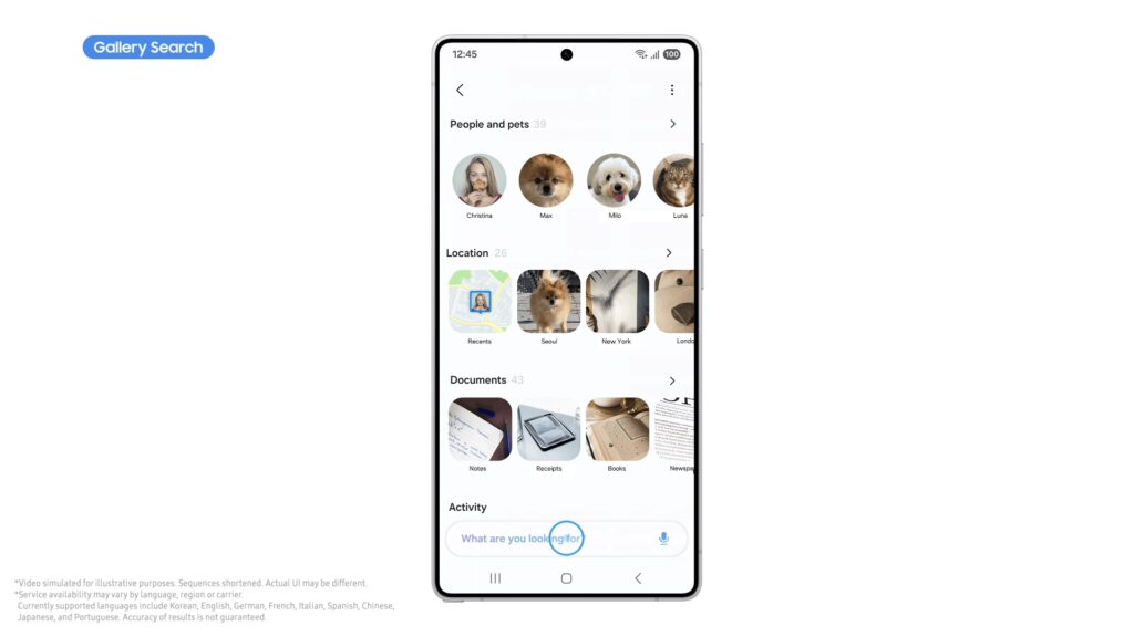 Samsung Galaxy AI gallery search