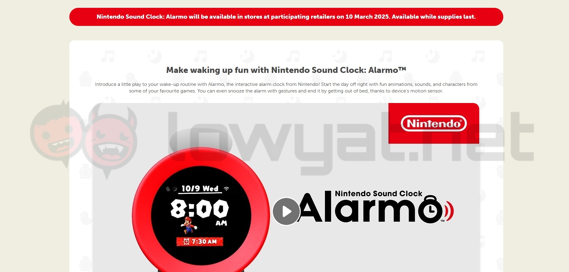 nintendo alarmo malaysia date